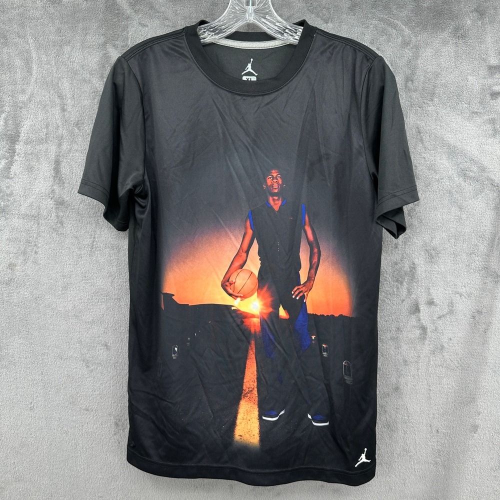 Jordan Brand Graphic Dri-Fit Shirt Sunset Basketball Print Tee XL 13–15 Yrs